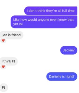 screenshot of a text exchange with Bravo and Cocktails