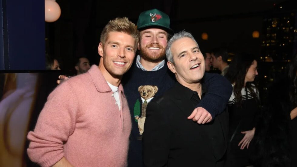Summer House stars Kyle Cooke and West Wilson with Andy Cohen